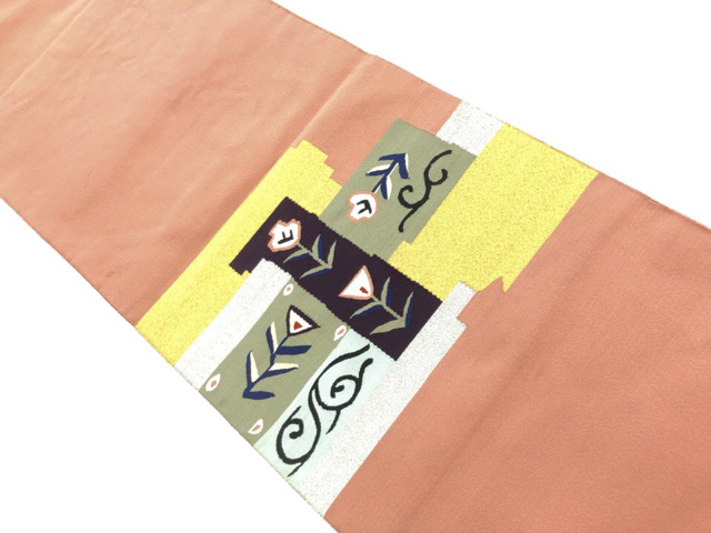 リサイクル　綴れ花模様織出し名古屋帯